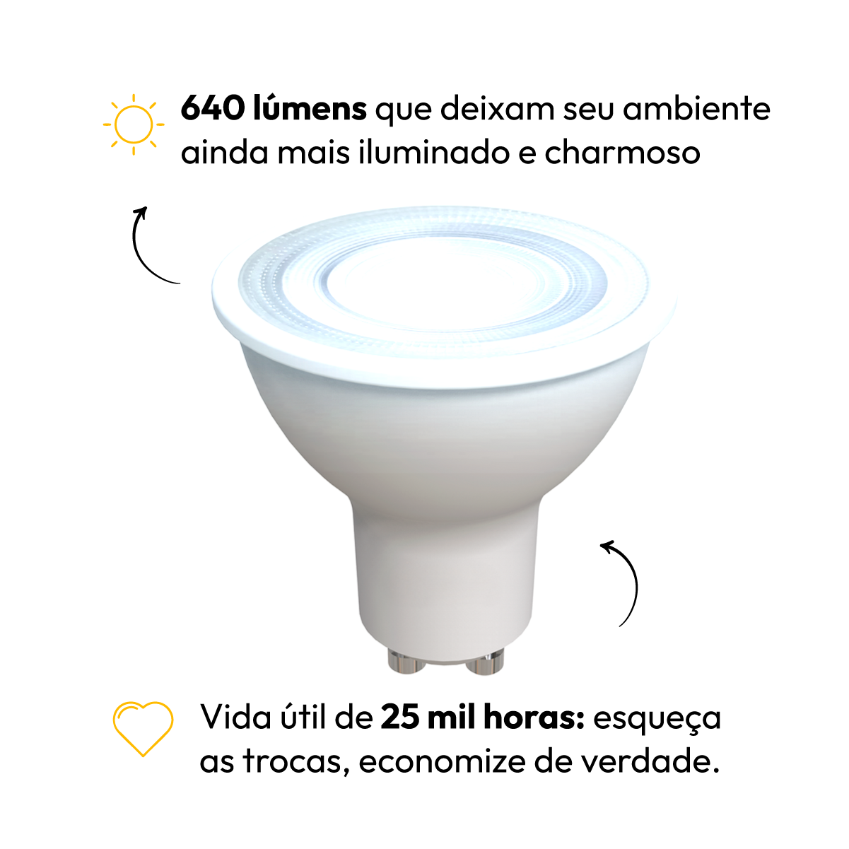 Lâmpada Led Dicróica MR16 8w 6500k Branco Frio GU10 IP20 Bivolt Branco Avant