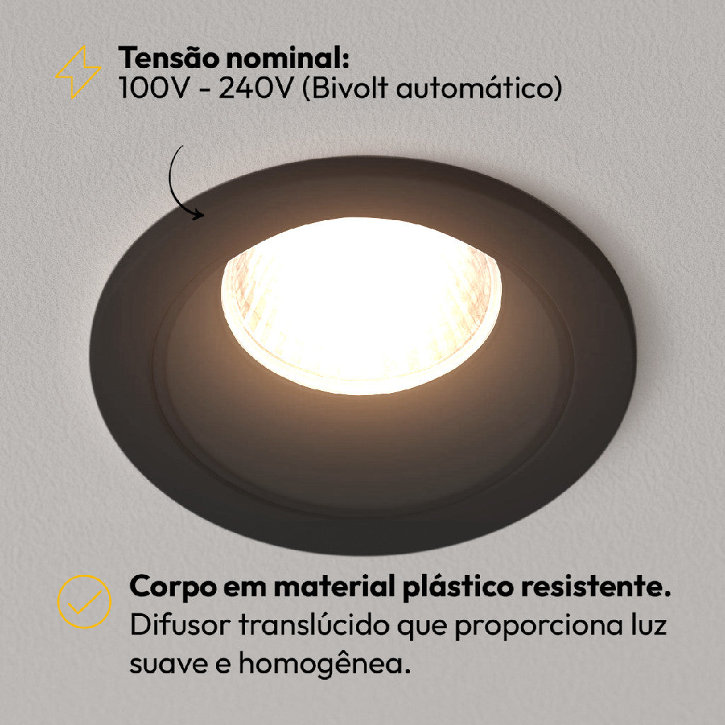 Lâmpada Led Par20 7w 2700K Branco Quente E27 IP65 Bivolt Preto Avant