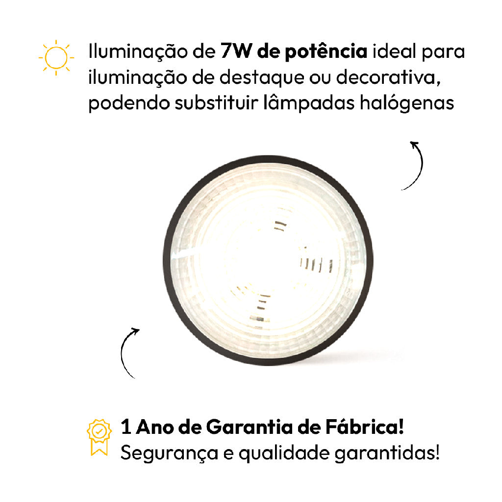 Lâmpada Led Par20 7w 4000k Branco Neutro E27 IP65 Bivolt Preto Avant