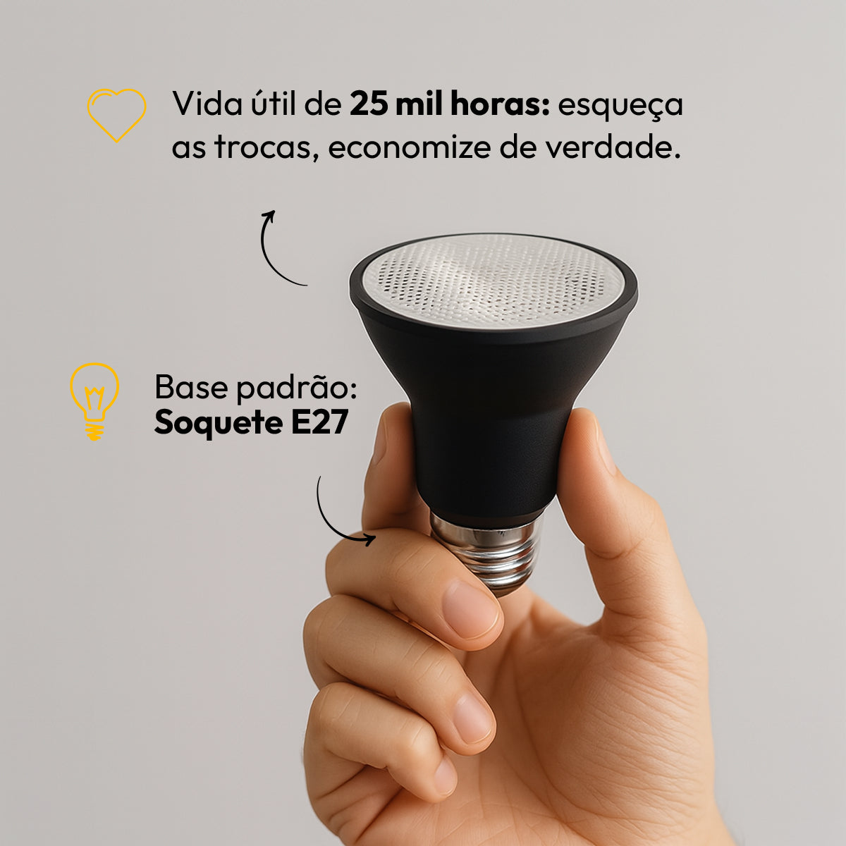 Lâmpada Led Par20 7w 6500K Branco Frio E27 IP65 Bivolt Preto Avant
