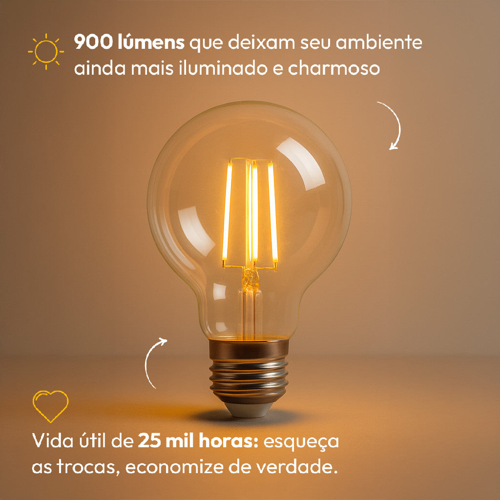 Lampada Led Globo Retro Clear G95 9W 900lm 2700k E27 Deluxe
