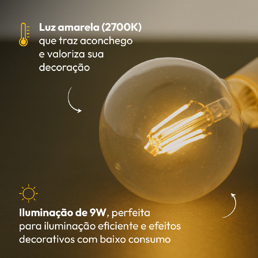 Lampada Led Globo Retro Clear G95 9W 900lm 2700k E27 Deluxe