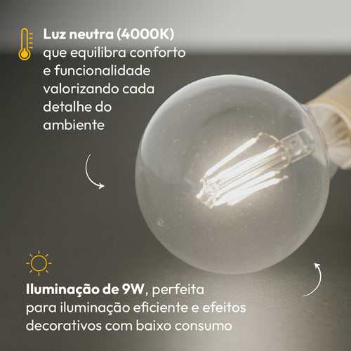 Lampada Led Globo Retro Clear G95 9w 4000k Branco Neutro E27 Bivolt Deluxe