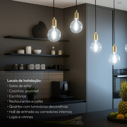Lampada Led Globo Retro Clear G95 9w 4000k Branco Neutro E27 Bivolt Deluxe