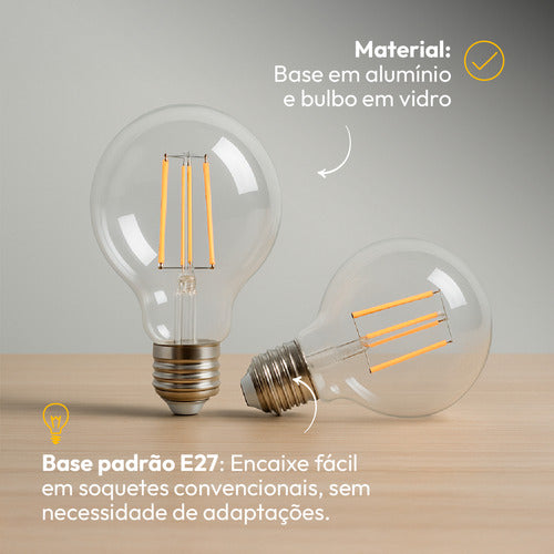Lampada Led Globo Retro Clear G95 9W 900lm 6500K E27 Deluxe