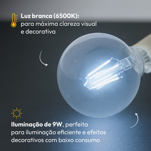 Lampada Led Globo Retro Clear G95 9W 900lm 6500K E27 Deluxe