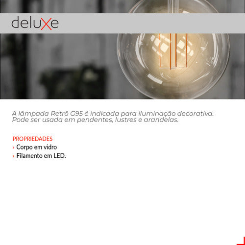 Lampada Led Globo Retro Clear G200 15w 4000k Branco Neutro E27 Ip20 Cod: 353320873 Deluxe By Avant