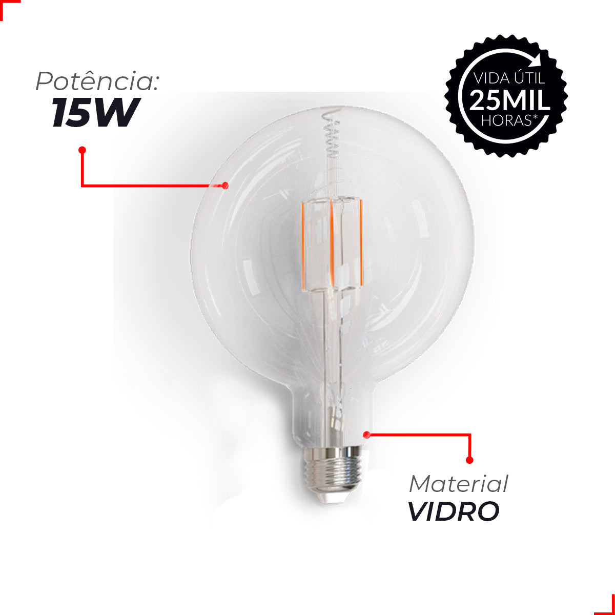 Lampada Led Globo Retro Clear G200 15w 6500k Branco Frio E27 Ip20 Cod: 353331374 Deluxe By Avant