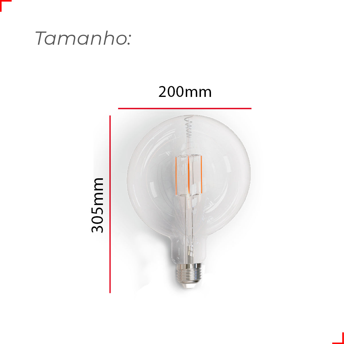 Lampada Led Globo Retro Clear G200 15w 6500k Branco Frio E27 Ip20 Cod: 353331374 Deluxe By Avant