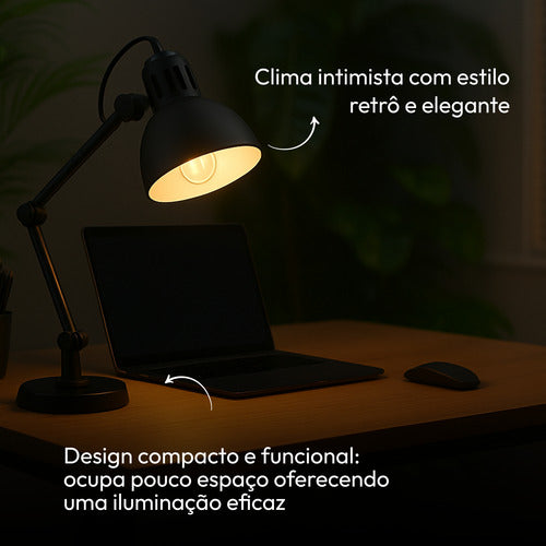 Luminária de Mesa Cyber Articulada 25W E27 IP20 Bivolt Preto Avant