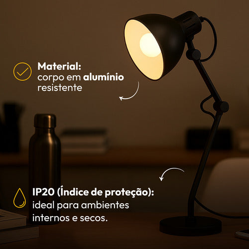 Luminária de Mesa Cyber Articulada 25W E27 IP20 Bivolt Preto Avant