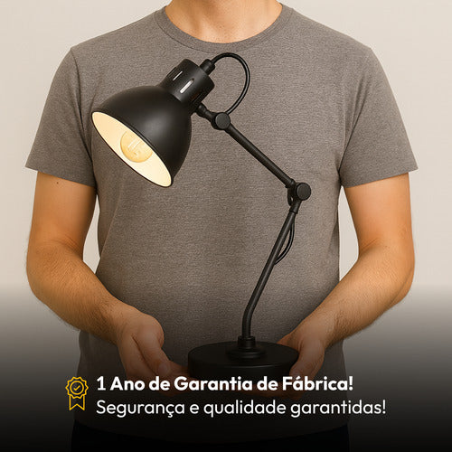 Luminária de Mesa Cyber Articulada 25W E27 IP20 Bivolt Preto Avant