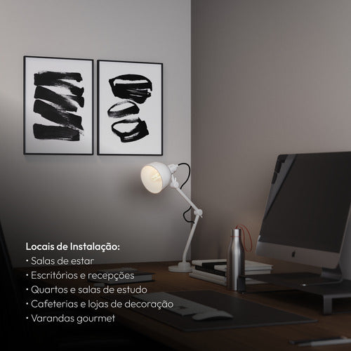 Luminária de Mesa Cyber Articulada 25W E27 IP20 Bivolt Branco Avant