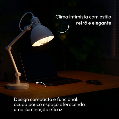 Luminária de Mesa Cyber Articulada 25W E27 IP20 Bivolt Branco Avant
