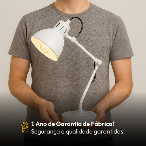 Luminária de Mesa Cyber Articulada 25W E27 IP20 Bivolt Branco Avant