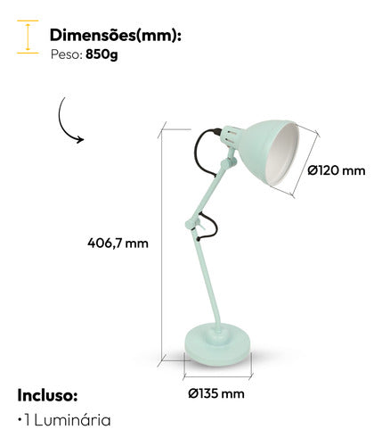 Luminária de Mesa Cyber Articulada 25W E27 IP20 Bivolt Azul Avant