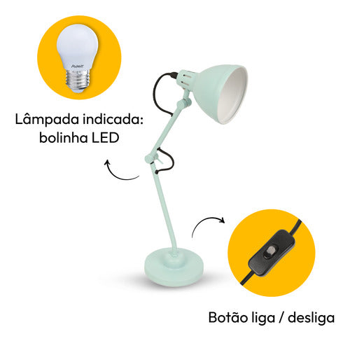 Luminária de Mesa Cyber Articulada 25W E27 IP20 Bivolt Azul Avant