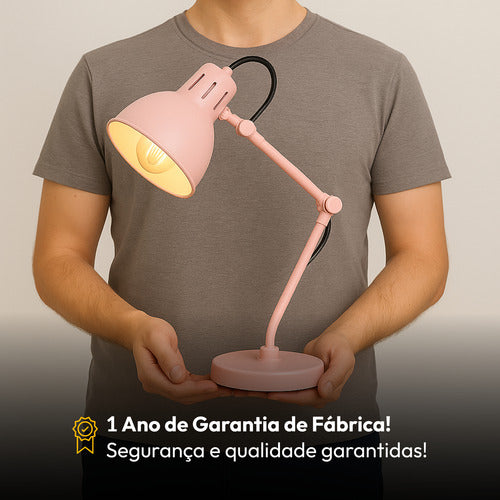 Luminária de Mesa Cyber Articulada 25W E27 IP20 Bivolt Rosa Avant