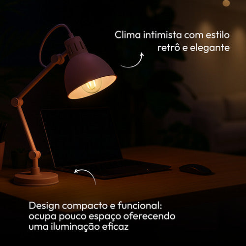 Luminária de Mesa Cyber Articulada 25W E27 IP20 Bivolt Rosa Avant