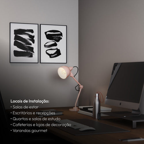 Luminária de Mesa Cyber Articulada 25W E27 IP20 Bivolt Rosa Avant