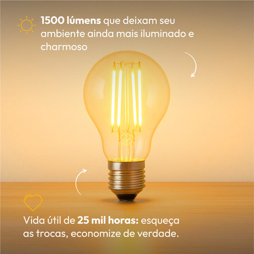 Lampada Led Pera Filamento Clear 9w/15w 2700k/4000k/6500k Branco Quente/Neutro/Frio E27 Bivolt Deluxe By Avant