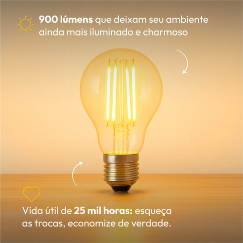 LÂMPADA PERA FILAMENTO CLEAR LED, 15W, EMISSÃO DE LUZ AMARELA 2700K, BIVOLT, AVANT