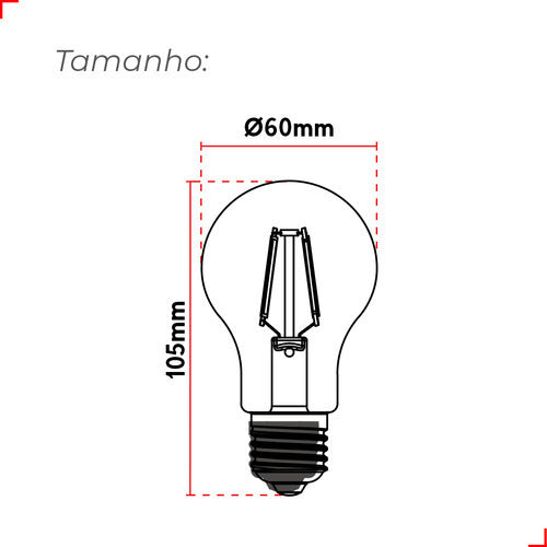 Lampada Led Pera Filamento Matte 9w 6500k Branco Frio E27 Ip20 Cod: 352091378 Deluxe By Avant 127/220v