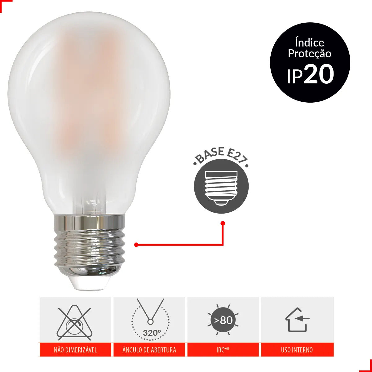 Lampada Led Pera Filamento Matte 15w 1500lm 6500k E27 Deluxe