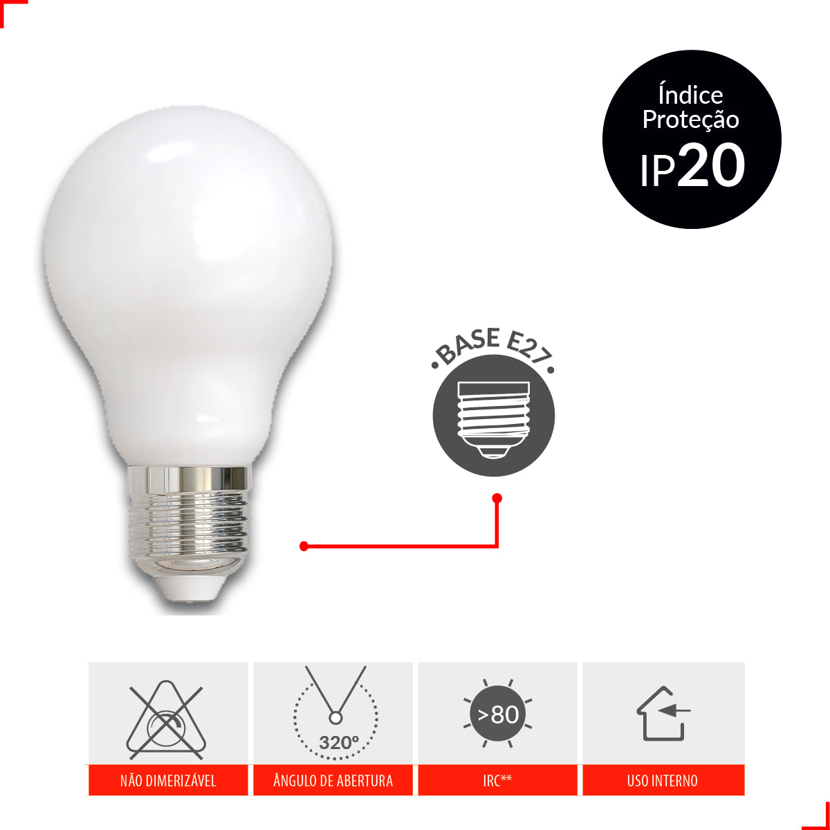 Lampada Led Pera Filamento Lac 9w 900lm 2700k E27 Deluxe