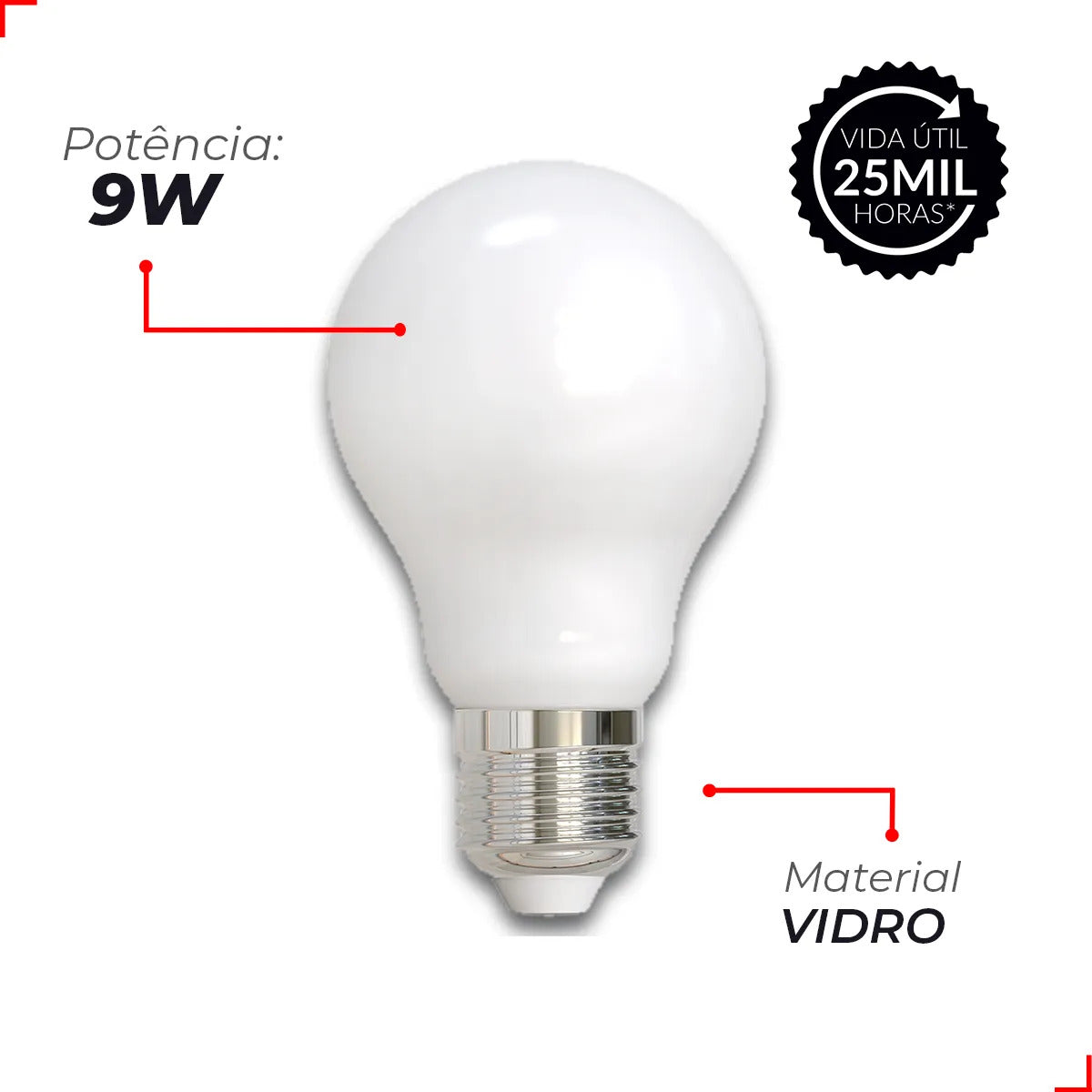 Lampada Led Pera Filamento Lac 9w 900lm 4000k E27 Deluxe