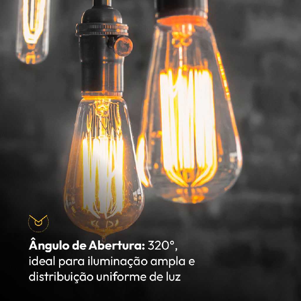 Lampada Led ST64 Clear 9w 2700k Branco Quente E27 110v/220v Cod: 352190378 Deluxe By Avant