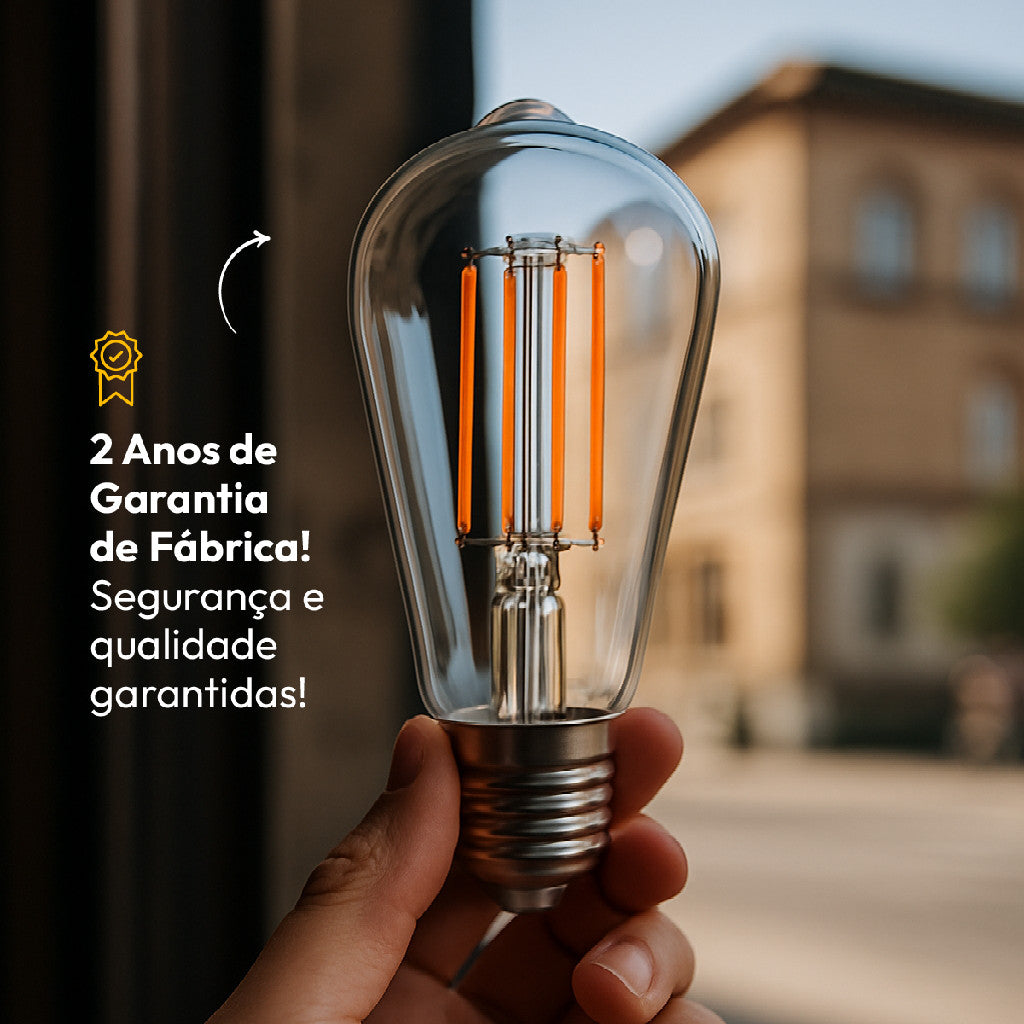 Lampada Led ST64 Clear 9w 2700k Branco Quente E27 110v/220v Cod: 352190378 Deluxe By Avant