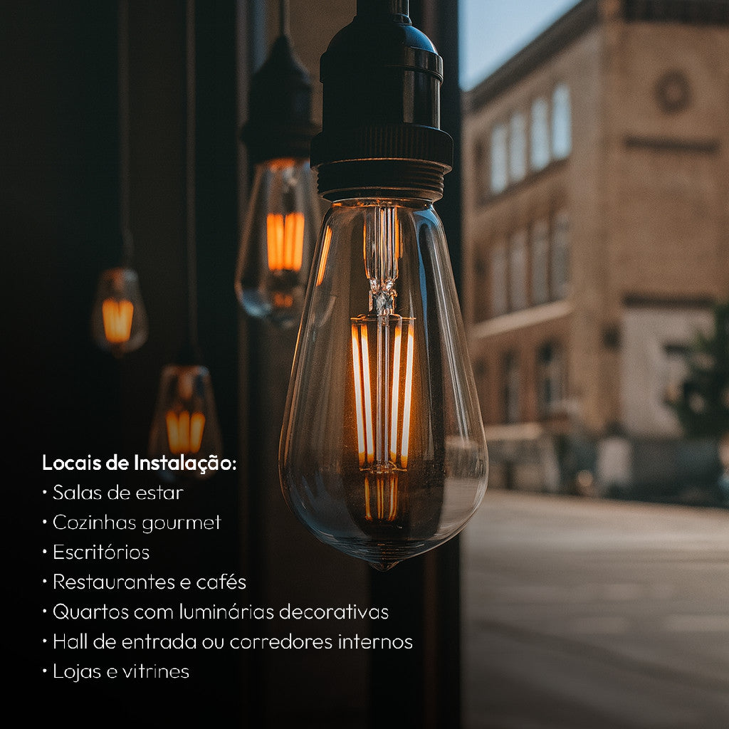 Lampada Led ST64 Clear 9w 2700k Branco Quente E27 110v/220v Cod: 352190378 Deluxe By Avant