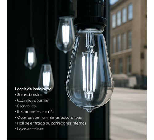 Lampada Led ST64 Filamento Clear 9w/15w 2700k/4000k/6500k Branco Quente/Neutro/Frio E27 Bivolt Deluxe By Avant
