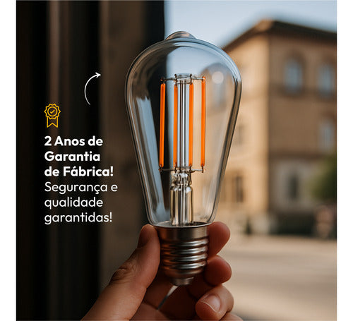 Lampada Led ST64 Filamento Clear 9w/15w 2700k/4000k/6500k Branco Quente/Neutro/Frio E27 Bivolt Deluxe By Avant