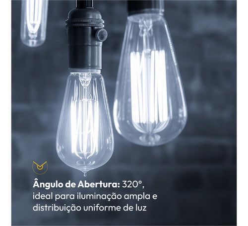 Lampada Led ST64 Filamento Clear 9w/15w 2700k/4000k/6500k Branco Quente/Neutro/Frio E27 Bivolt Deluxe By Avant