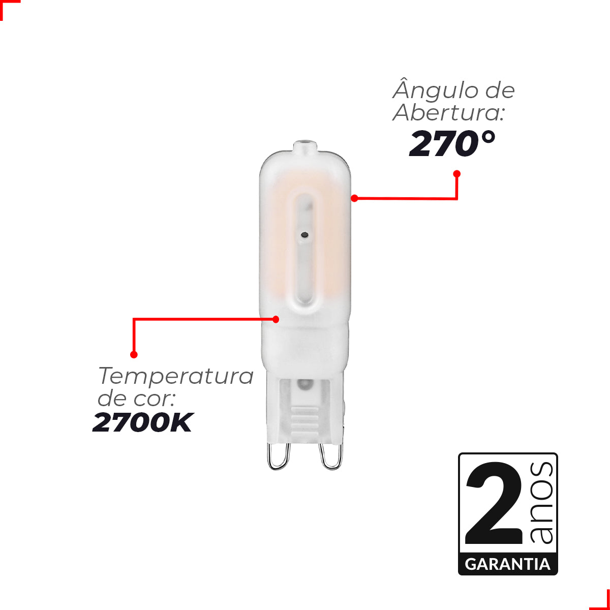 Lampada Led Halopin Lac 4w 2700k Branco Quente G9 127v Branco Deluxe