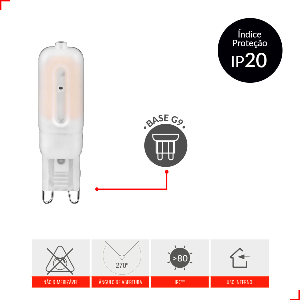 Lampada Led Halopin Lac 4w 4000k Branco Neutro G9 127v Branco Deluxe