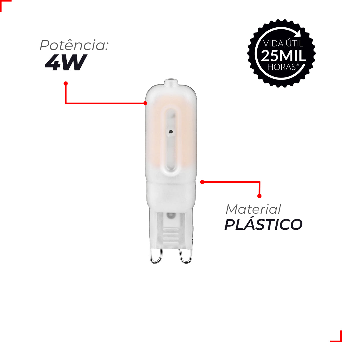 Lampada Led Halopin Lac 4w 4000k Branco Neutro G9 127v Branco Deluxe