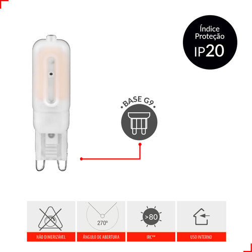 Lampada Led Halopin Lac 4w 2700k Branco Quente G9 220v Branco Deluxe