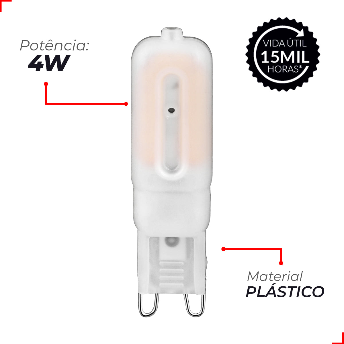 Lampada Led Halopin Lac 4w 4000k Branco Neutro G9 220v Branco Deluxe