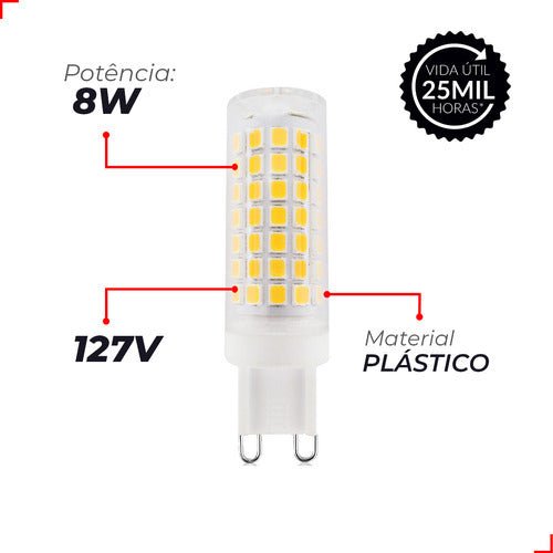 Lampada Led Halopin Points G9 8W 525lm 2700k 127V Deluxe