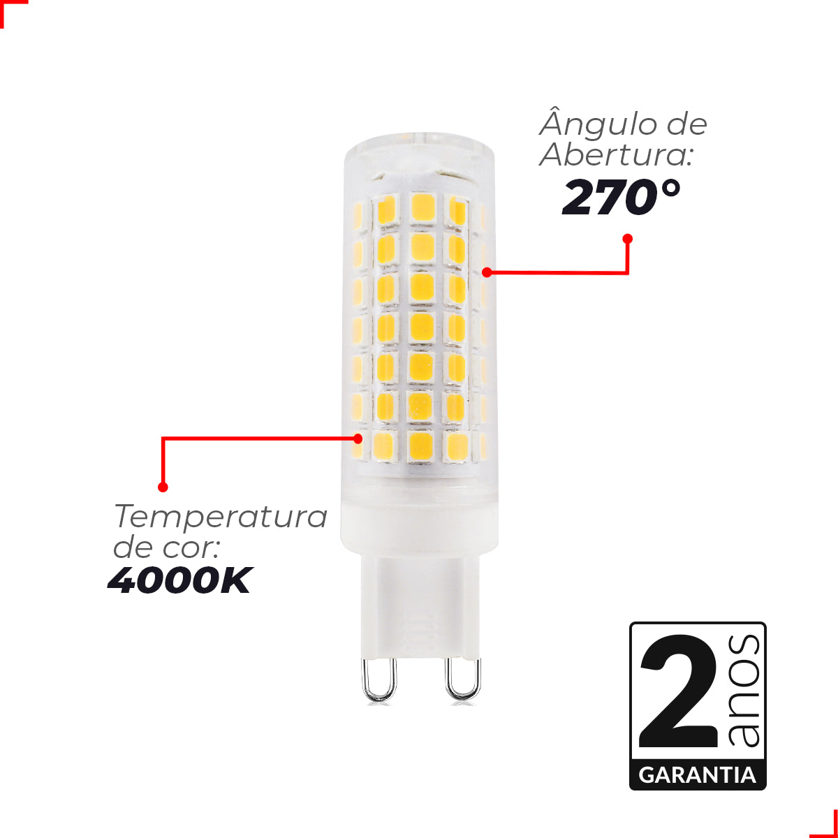 Lampada Led Halopin Points 8w 4000k Branco Neutro G9 127v Branco Deluxe
