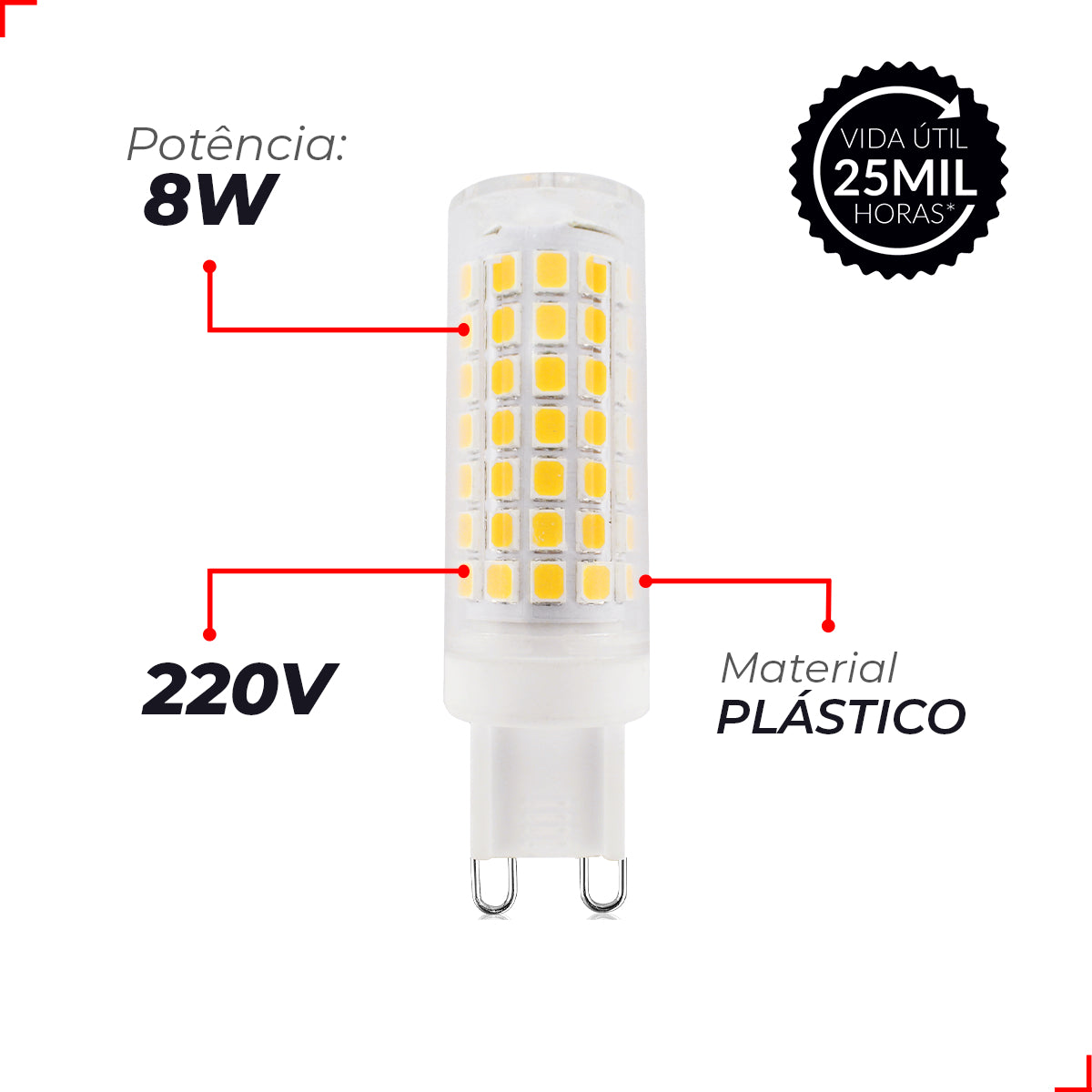 Lampada Led Halopin Points 8w 6500k Luz Branco Frio G9 Ip20 Cod: 351301360 Deluxe By Avant 220v