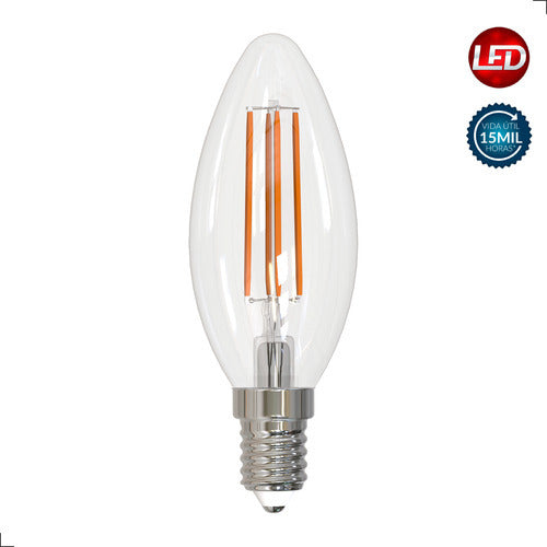 Lampada Led Vela Filamento Clear 4w 2700k Branco Quente E14 Cod: 351070374 Deluxe By Avant 127/220v