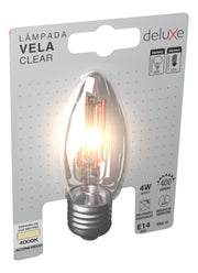 Lampada Led Vela Filamento Clear 4w 4000k Branco Neutro E14 Bivolt Deluxe