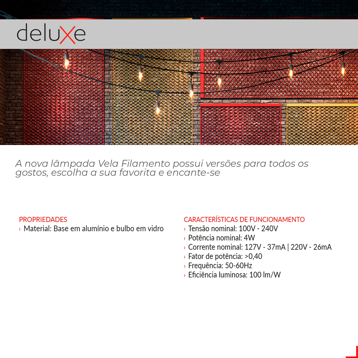 Lampada Led Vela Filamento Matte 4w 400lm 6500k Deluxe