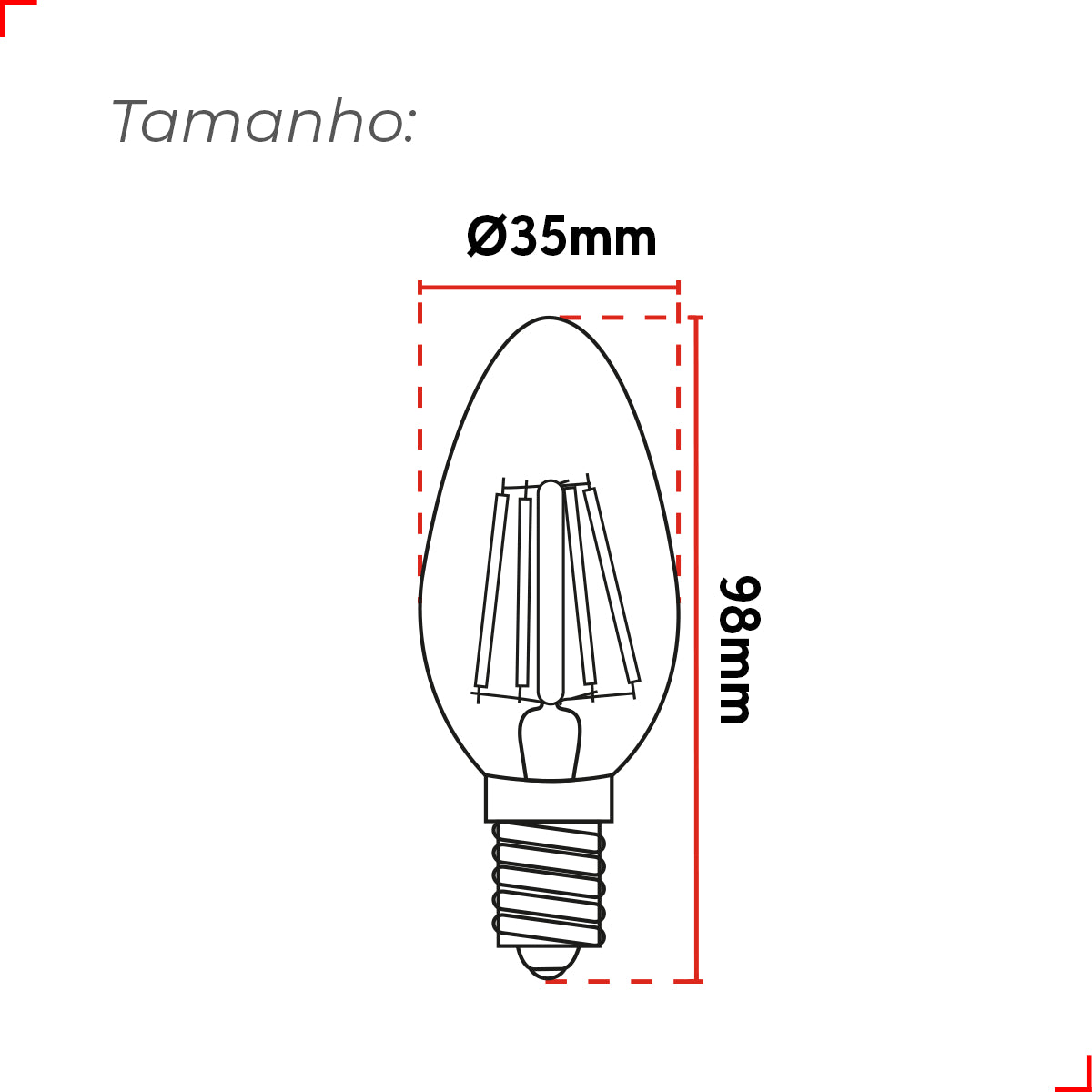 Lampada Led Vela Filamento Matte 4w 400lm 4000k Deluxe