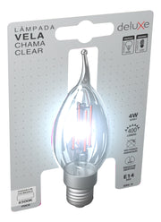 Lampada Led Vela Filamento Chama Clear 4W 6500K E14 Deluxe