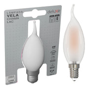 Lampada Led Vela Filamento Chama Matte 4w 6500k Branco Frio E14 Ip20 Cod: 351211371 Deluxe By Avant 127/220v